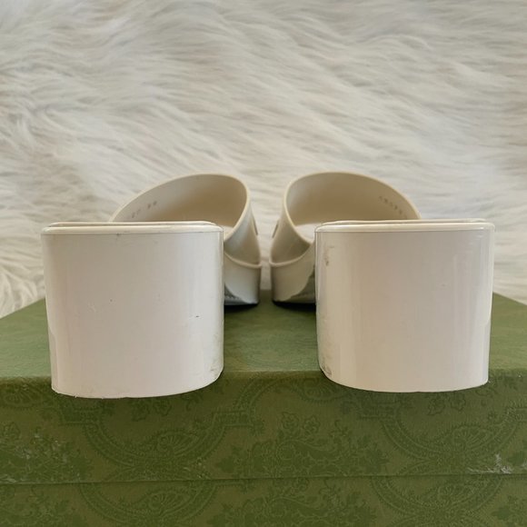 Gucci Plastique Logo Embossed Rubber Jelly Mules White Platform Slide Sandal 40 - Picture 5 of 10